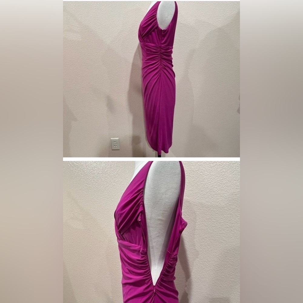 Evan Picone Fuchsia Sleeveless Dress with Side Gather, Size 8 - Picture 3 of 5